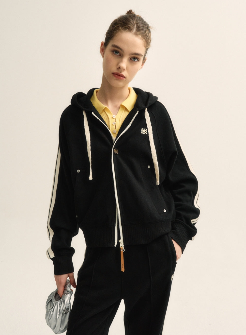 [satur] Lawton Loose Fit Hood Zip-up - Caviar Black