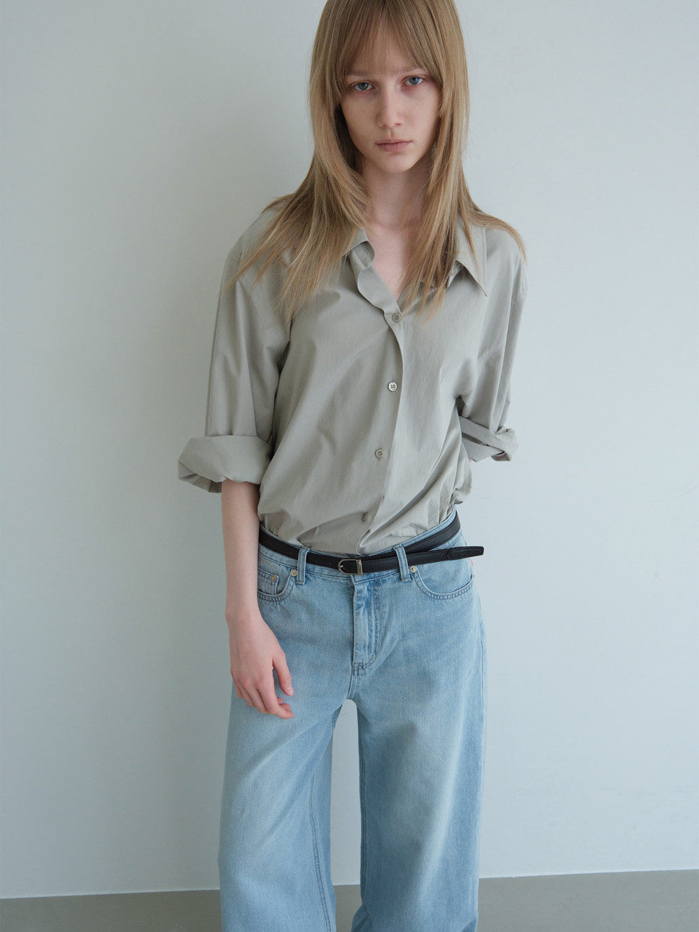 Low Classic Leather Thin Buckle Belt Brown