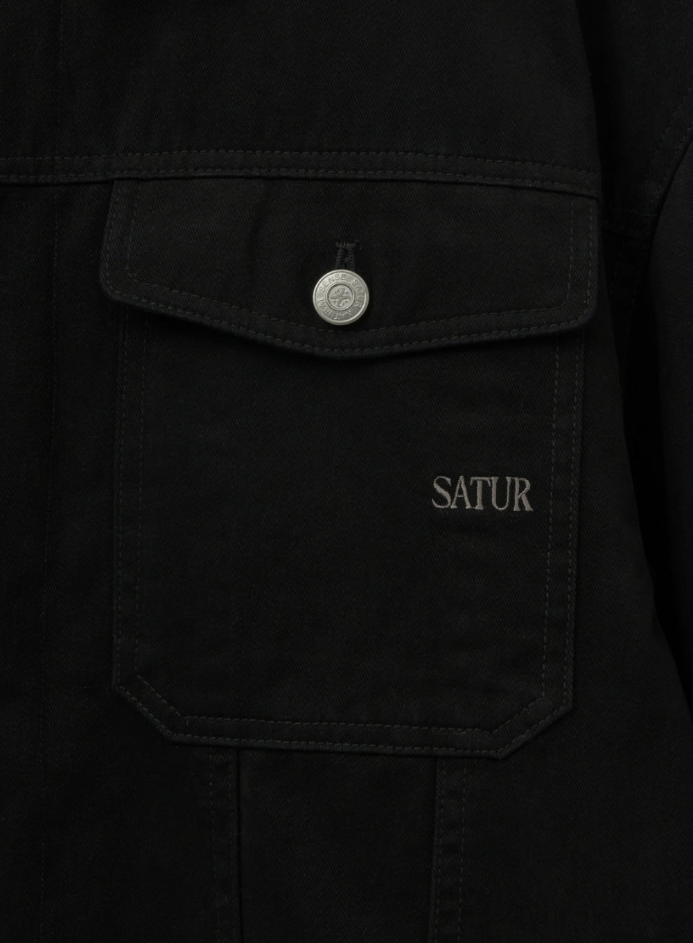 Satur Maron Trucker Jacket - Black