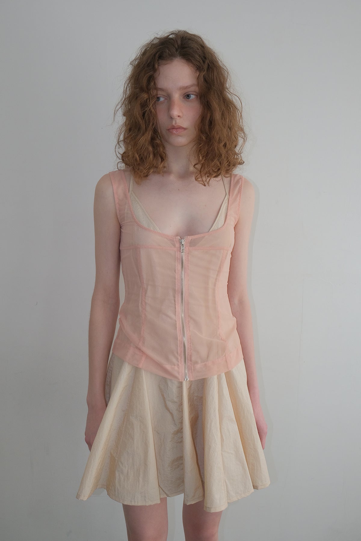 Overdueflair Gored Mini Dress Light Beige