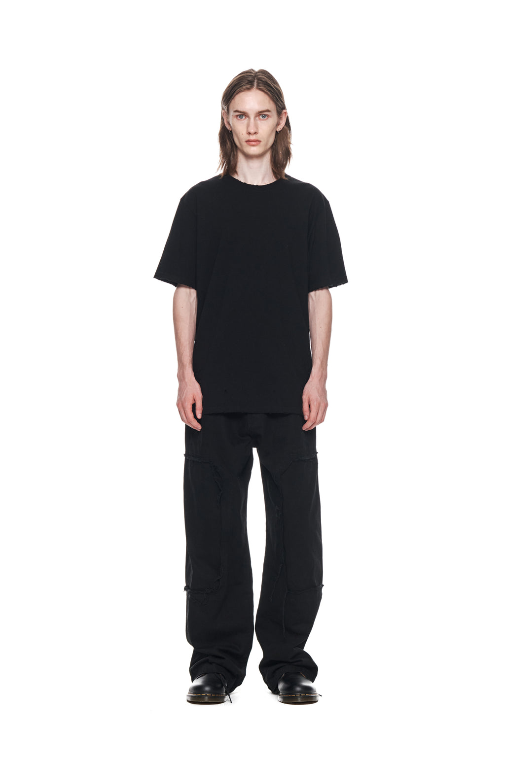 Matinkim Double Knee Cotton Denim Pants For Men IN Black