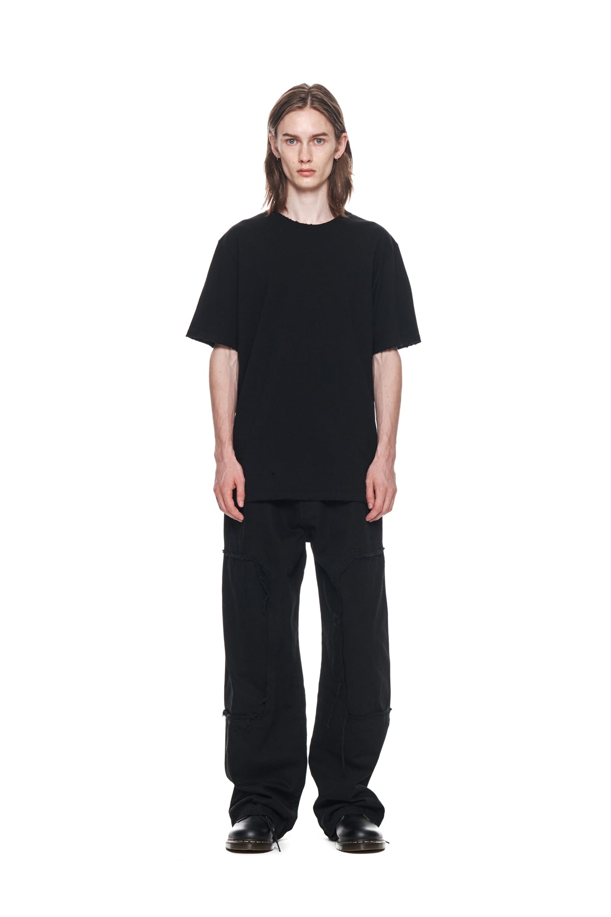 Matinkim Double Knee Cotton Denim Pants For Men IN Black