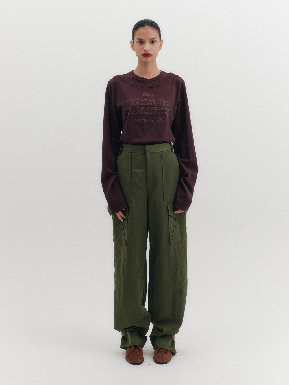 EENK Layered Printed T-shirt - Brown