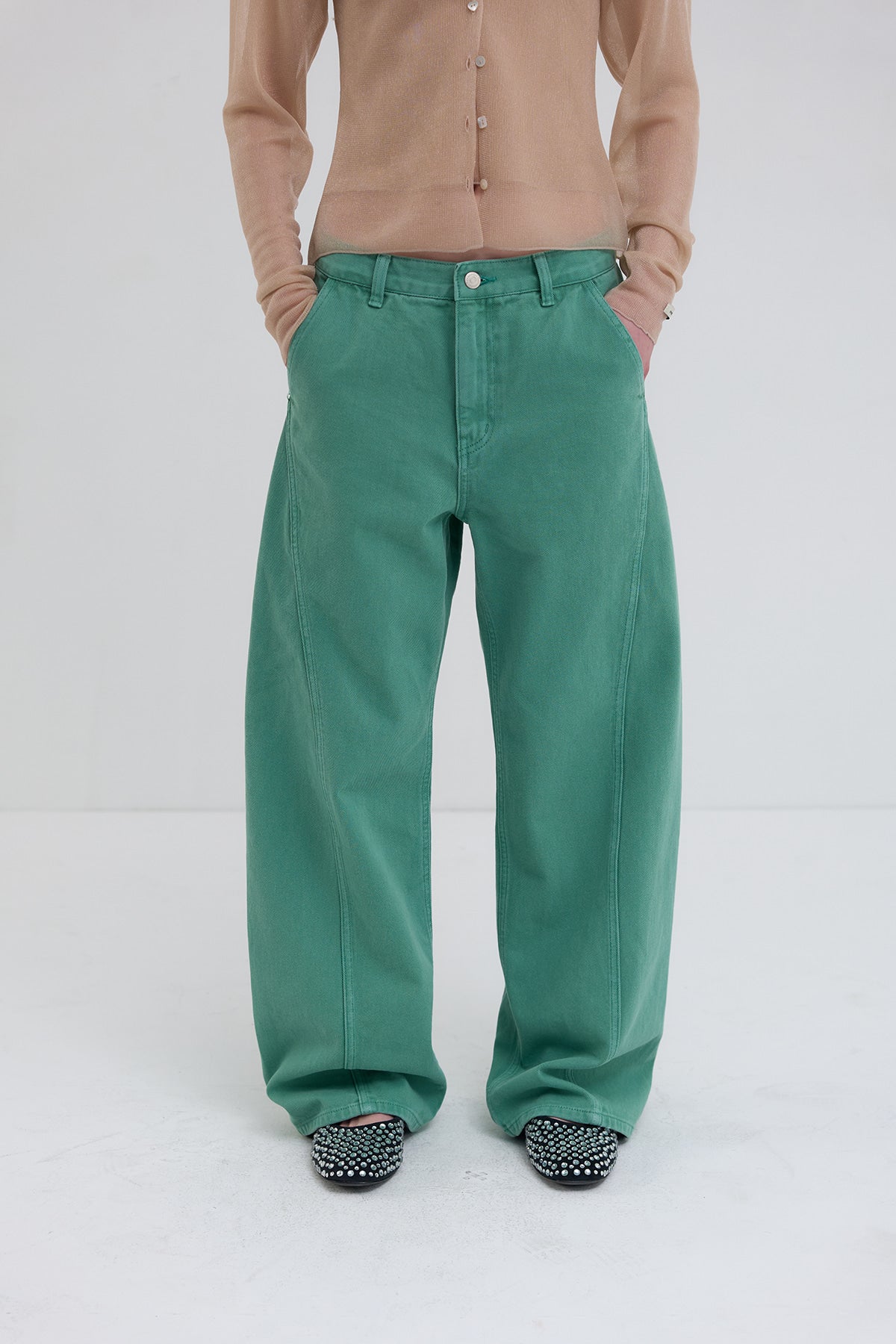 Overdueflair Vintage Curved Denim Pants Peppermint
