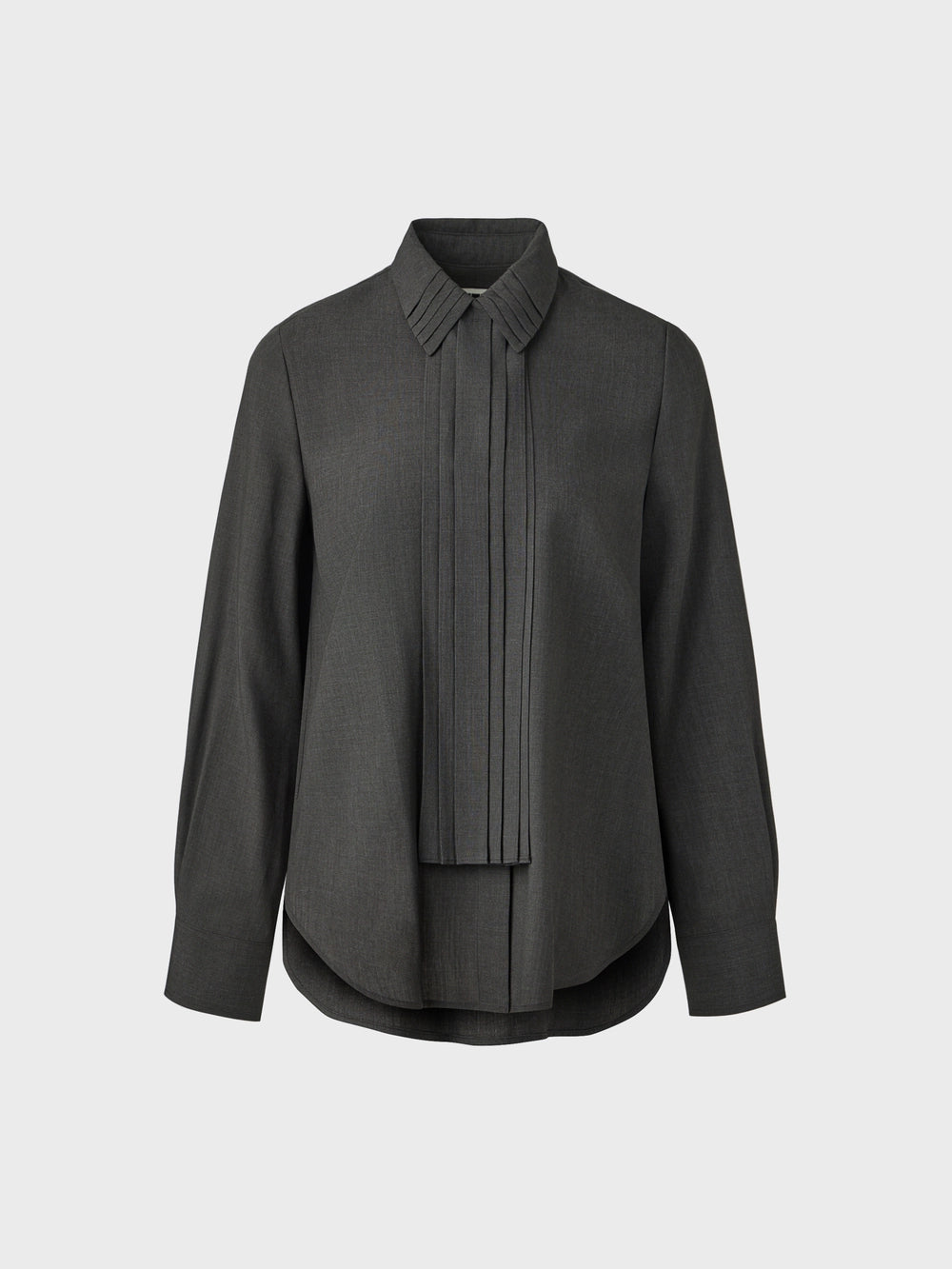 EENK Pleated Collar Tie Shirt - Gray