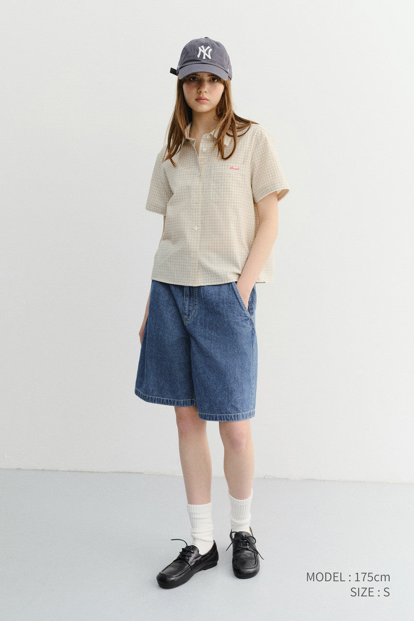 Dunst Unisex Linen Denim Shorts Classic Blue