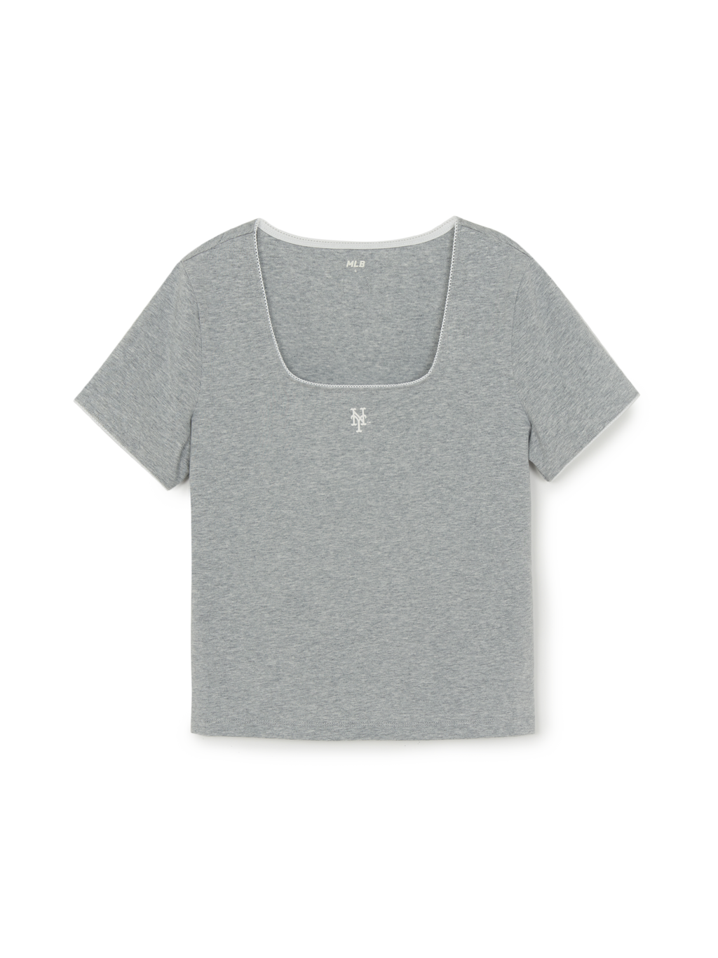 MLB Korea Women's Basic Lace Square Neck Slim Semi Crop T-shirts