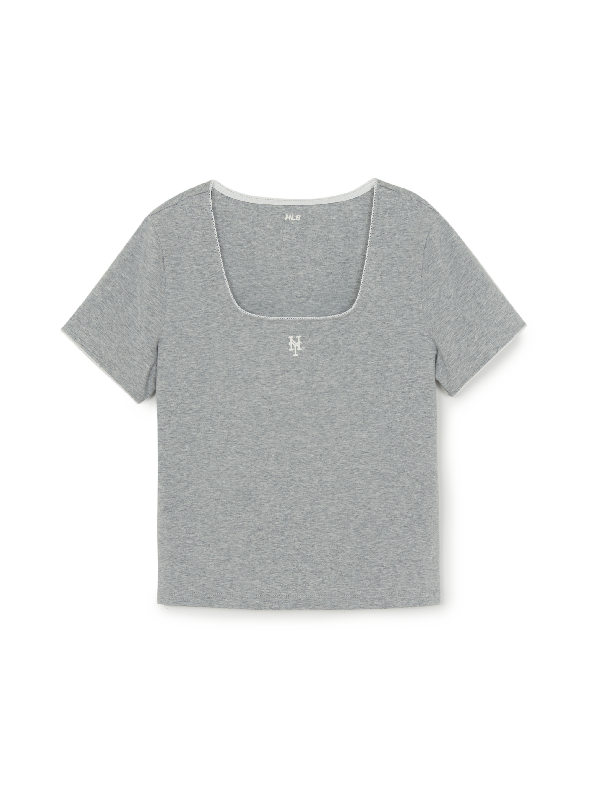 MLB Korea Women's Basic Lace Square Neck Slim Semi Crop T-shirts