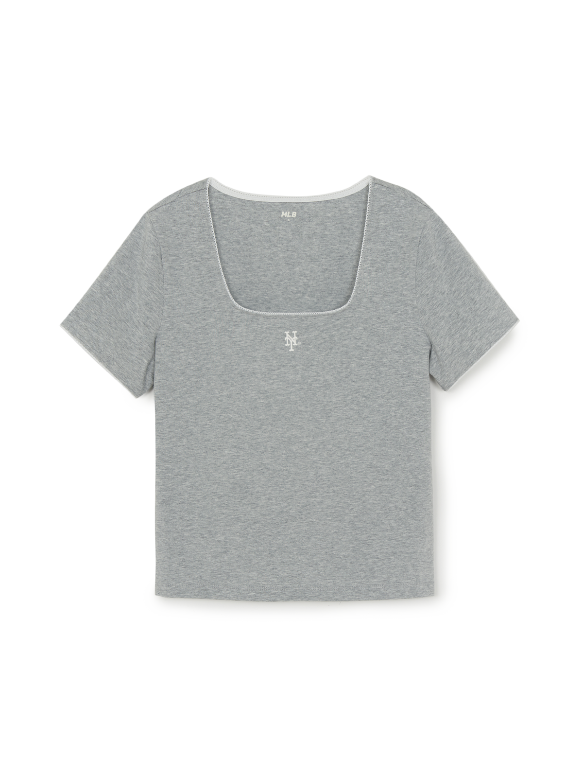 Mlb Women's Basic Lace Square Neck Slim Semi Crop T-shirts