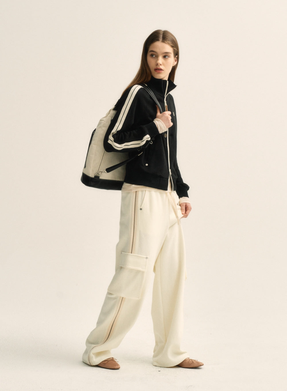 [satur] Zip Core 3-Way Sling Bag - Ivory Black