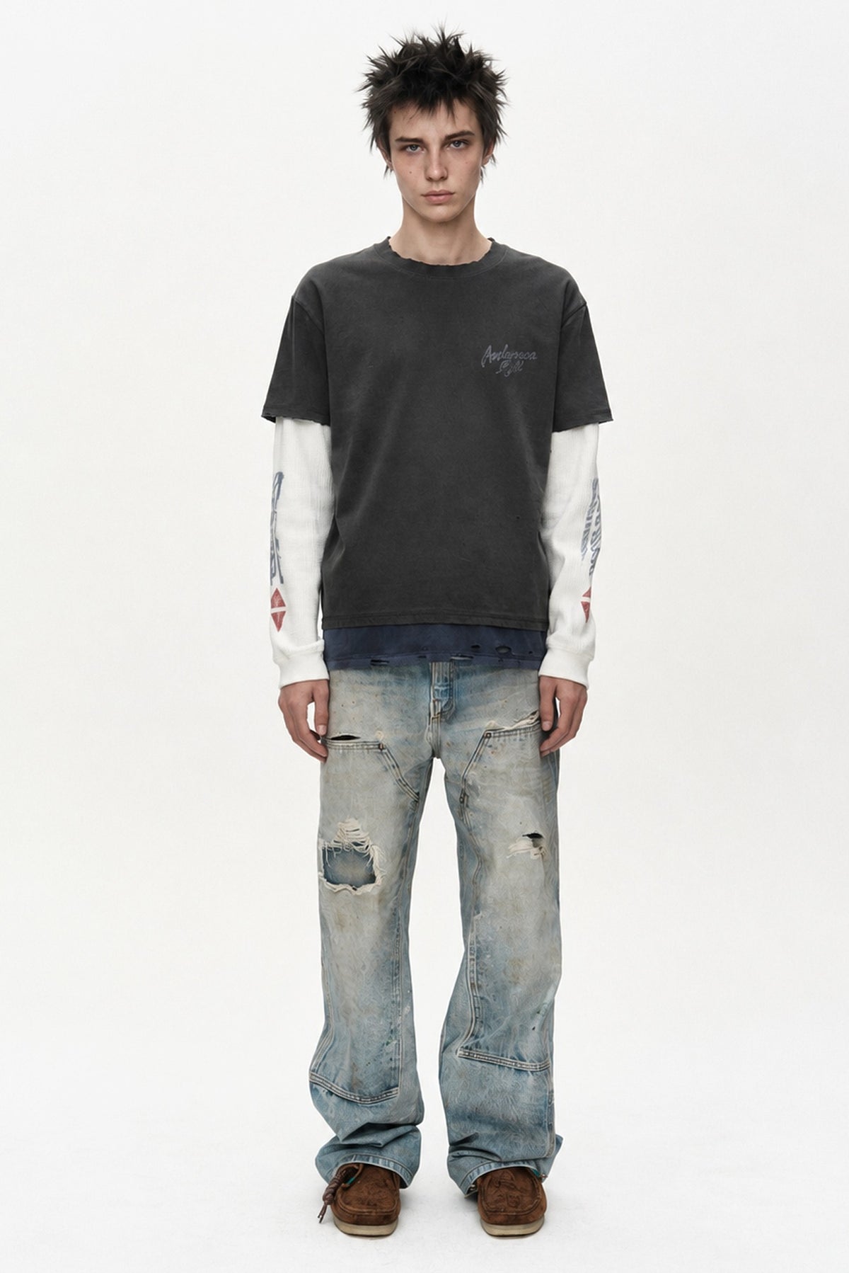 Andersson Bell Distress Layered Long Sleeve T-Shirt
