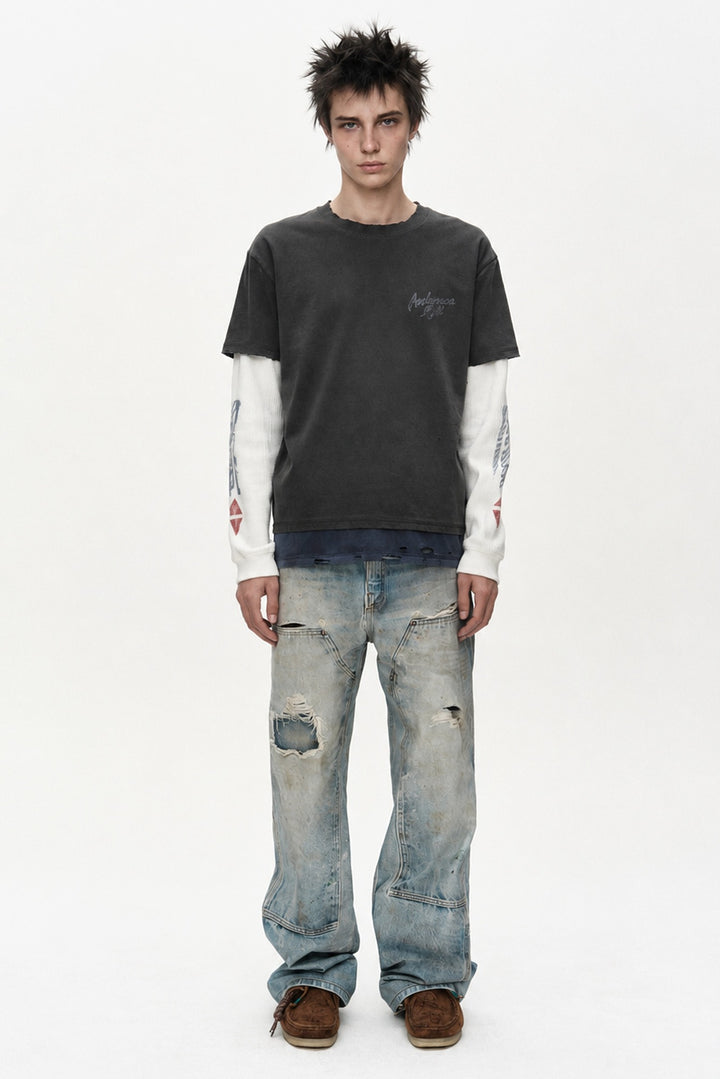 Andersson Bell Distress Layered Long Sleeve T-Shirt