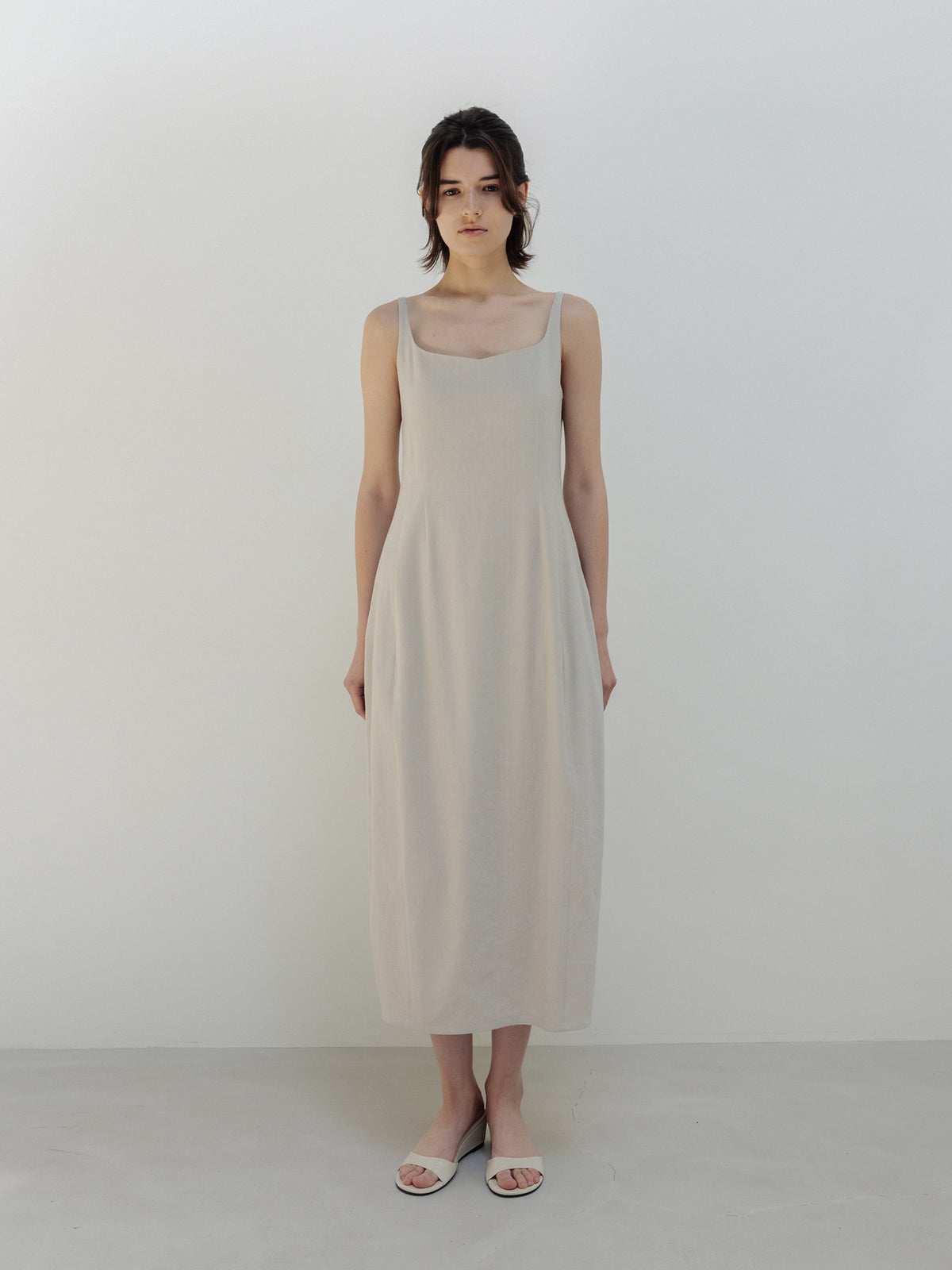 Moia viscose barrel dress (sand beige)