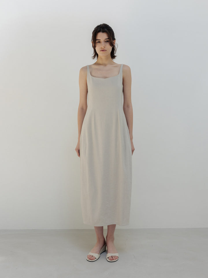 Moia viscose barrel dress (sand beige)