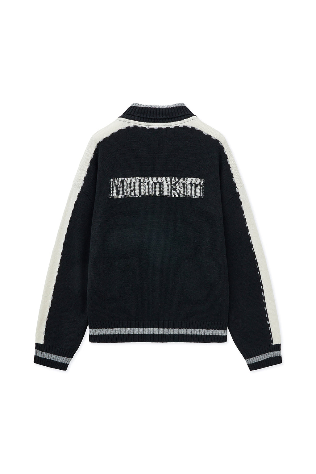 [matinkim] MATIN KIM INITIAL KNIT ZIP UP FOR MEN IN BLACK