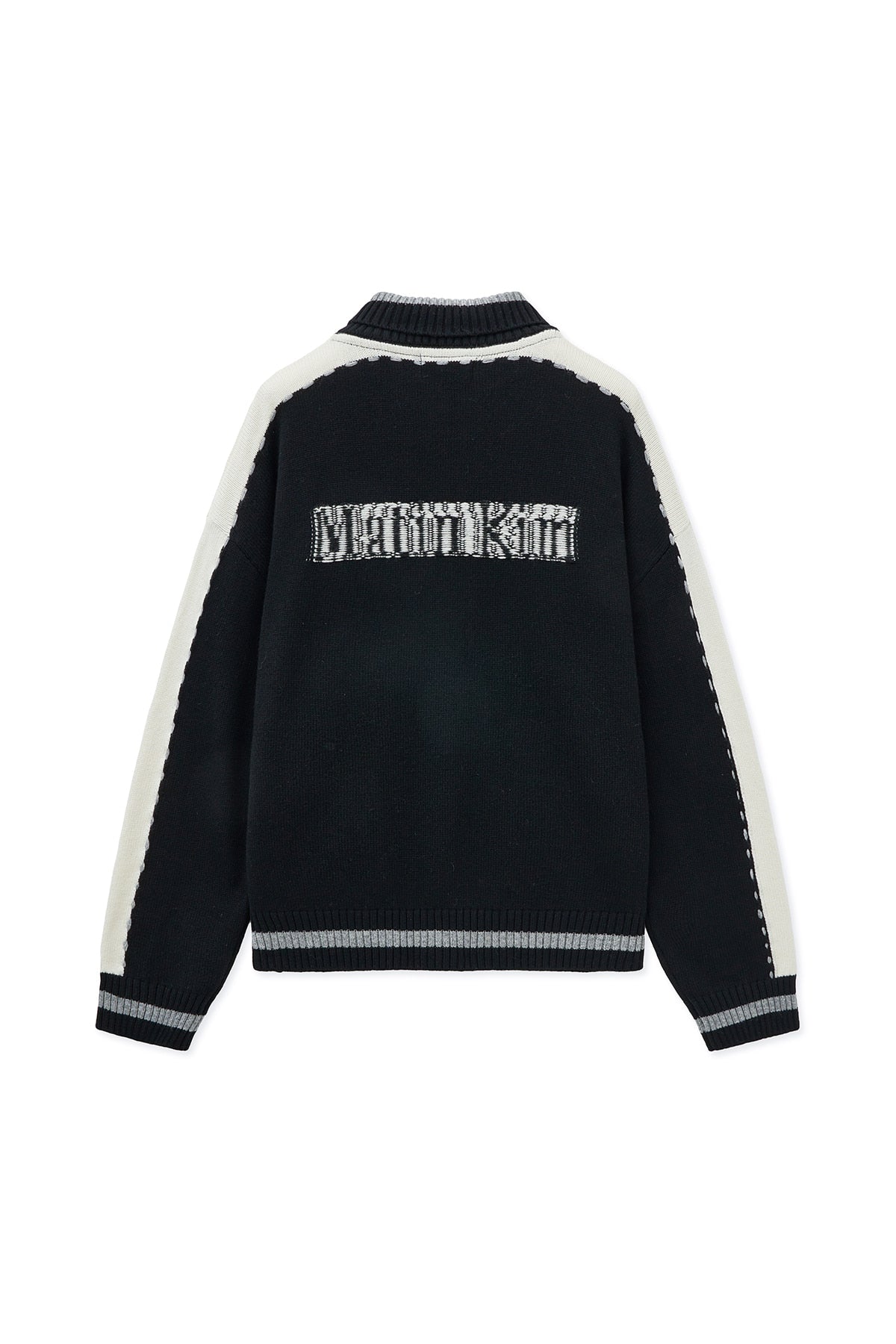 [matinkim] MATIN KIM INITIAL KNIT ZIP UP FOR MEN IN BLACK