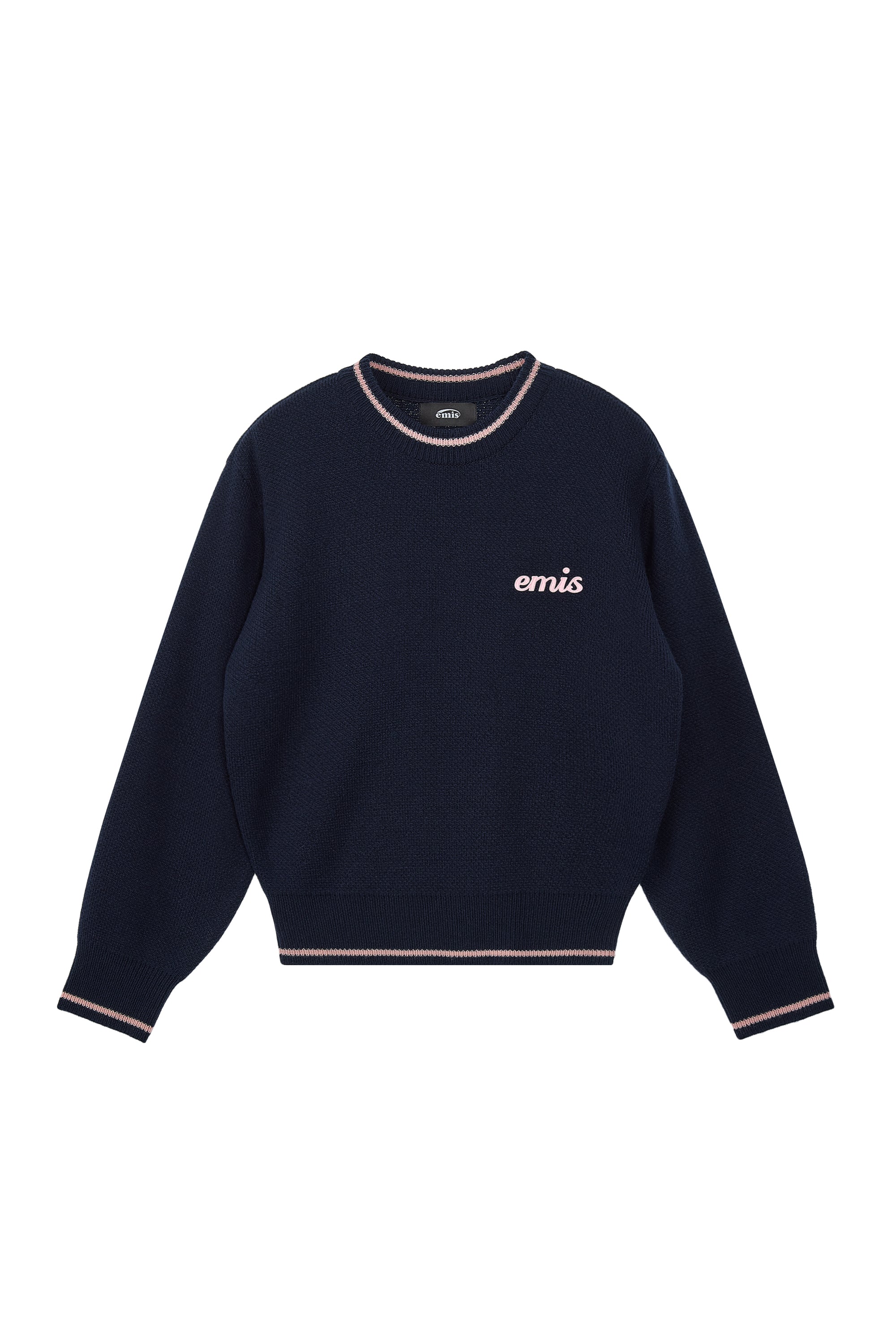 APPLIQUE KNIT PULLOVER-NAVY