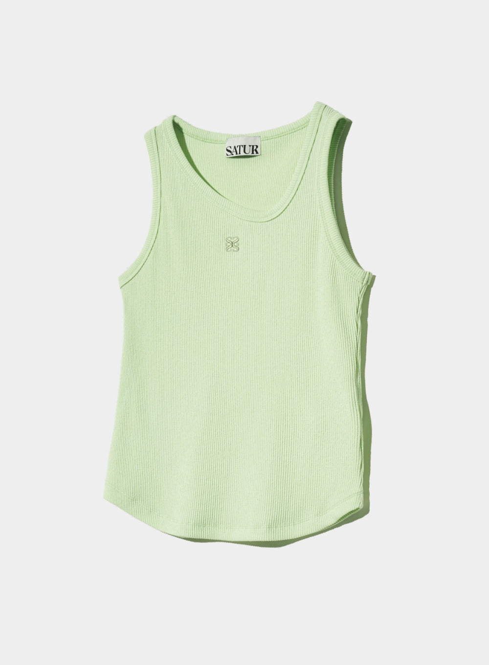 [satur] (W) Unbalance Neck Line Layered Sleeveless Top - Green Mint