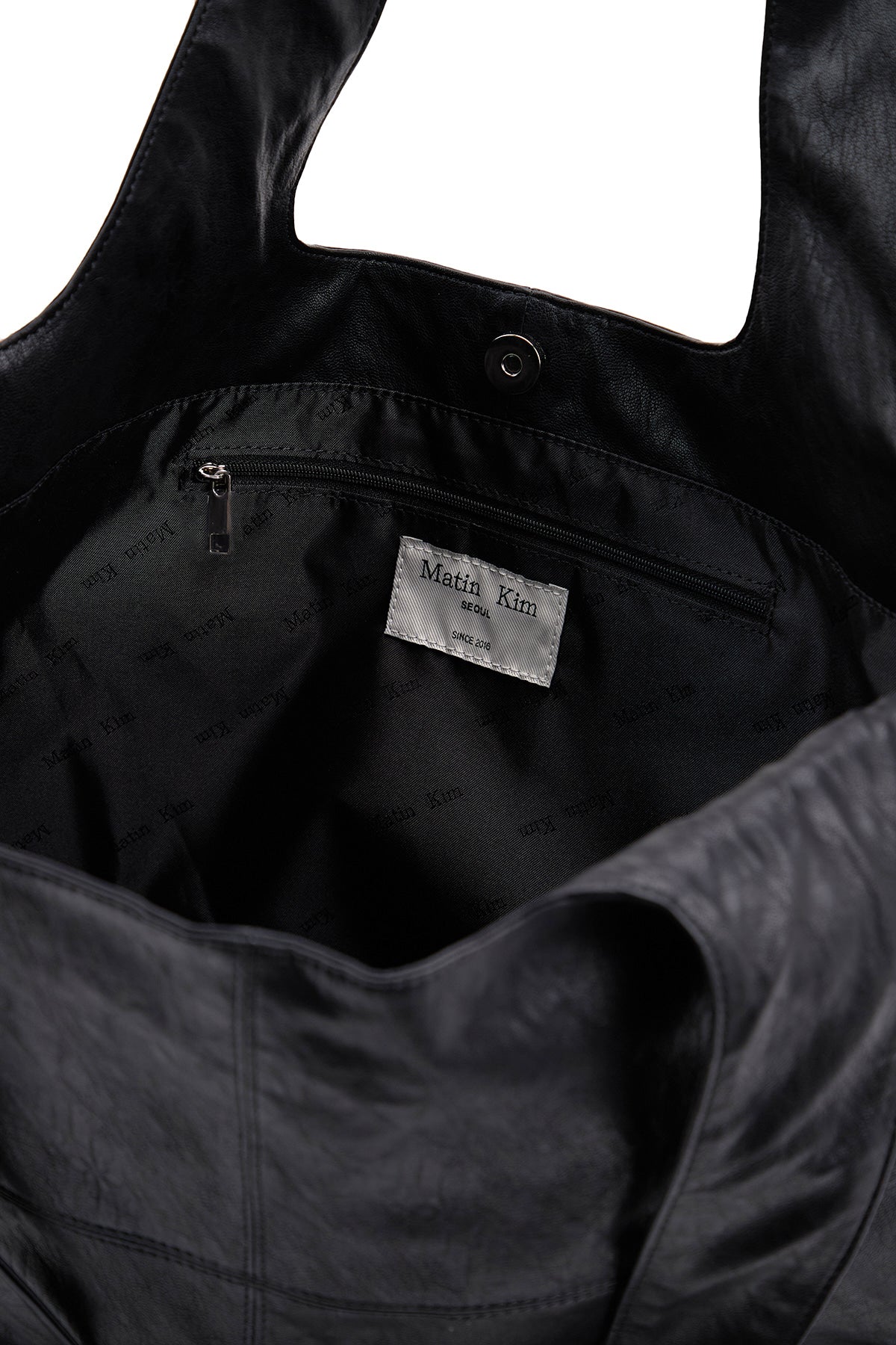 [matinkim] Side String Leather Big Shoulder Bag IN Black