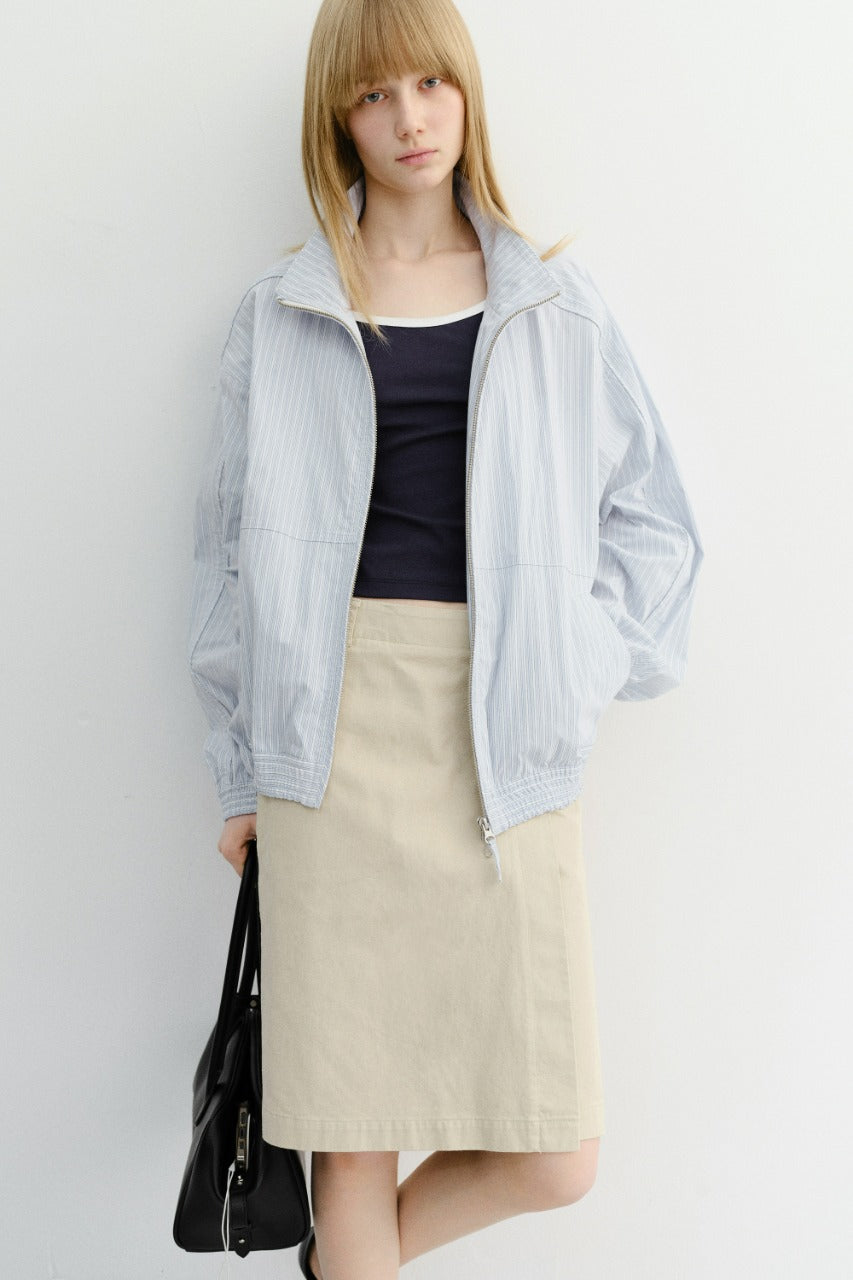 Dunst Unisex Summer Harrington Jacket Soft Blue Stripe