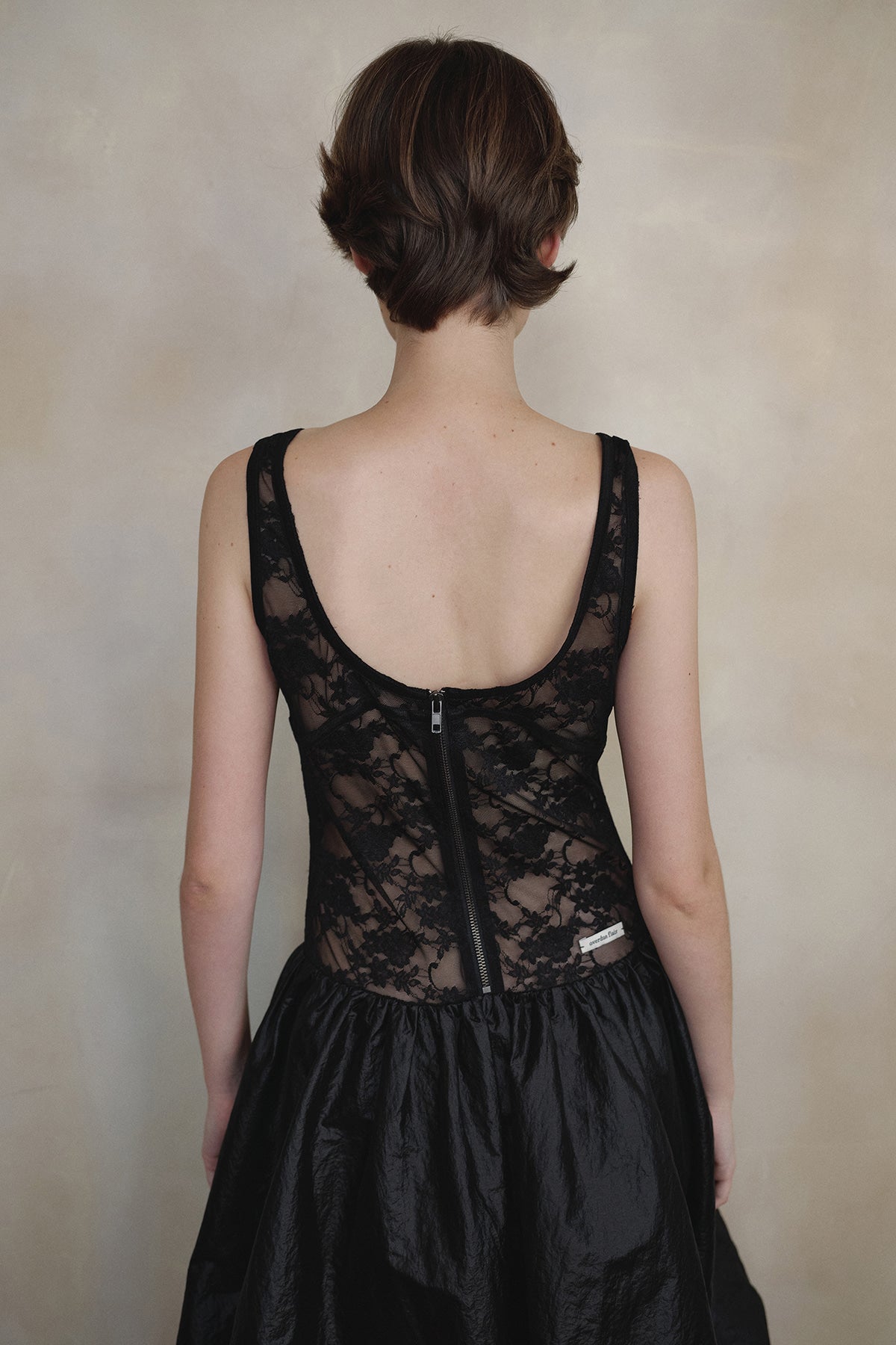 Overdueflair Lace Combi Bubble Dress Black