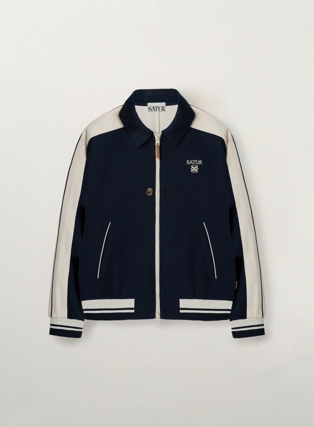 [SATUR] Lawton Lining Collar Track Zip-up Jacket - Navy