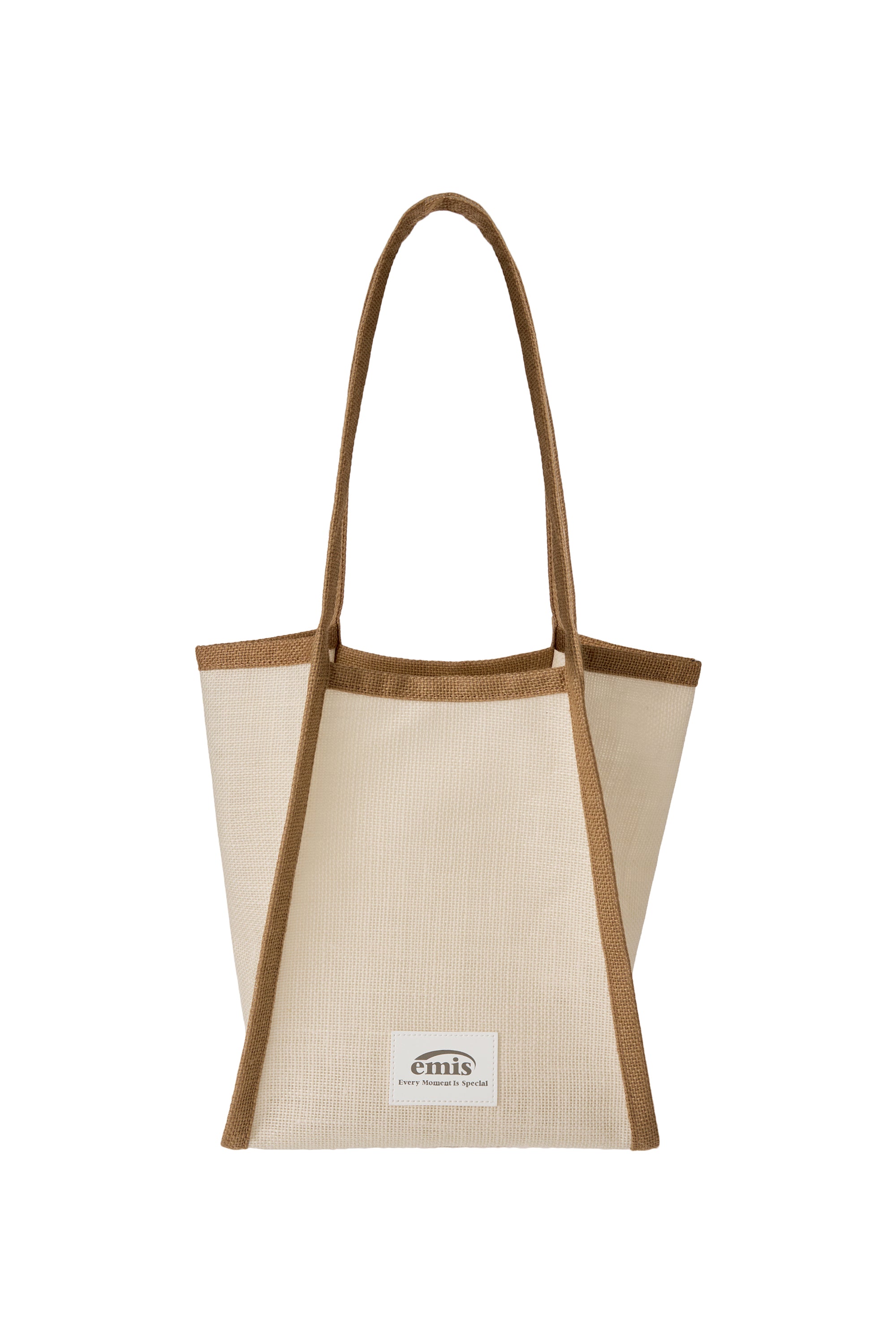 LINEN BEACH BAG-IVORY/BROWN