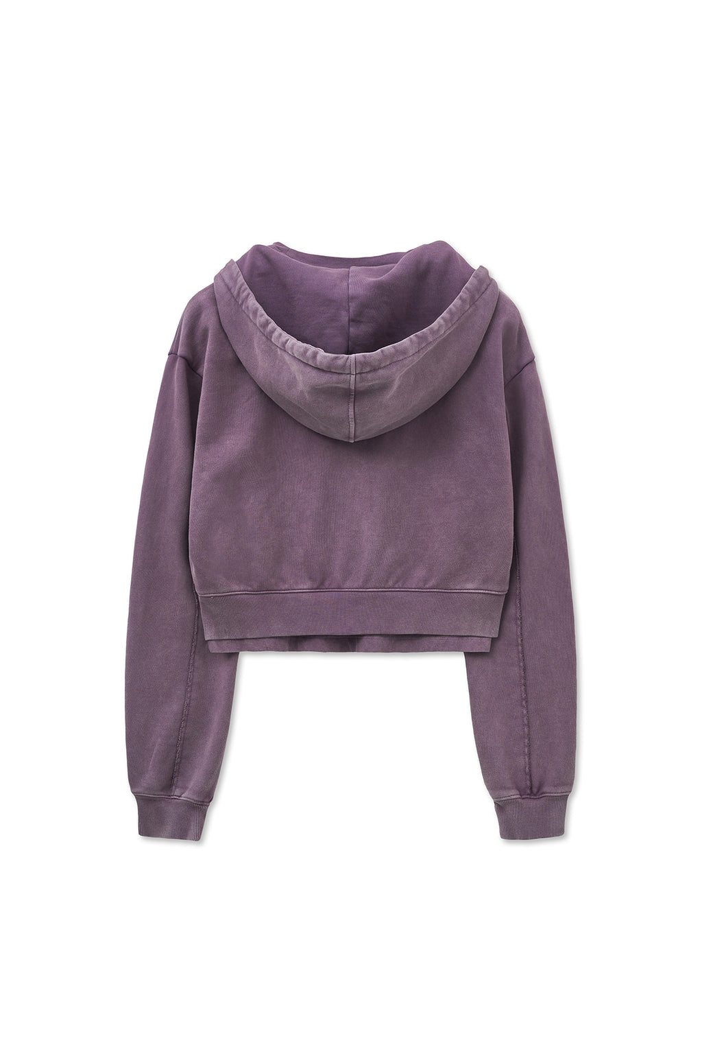 [matinkim] WASHED LAYERED CROP HOODY IN PURPLE