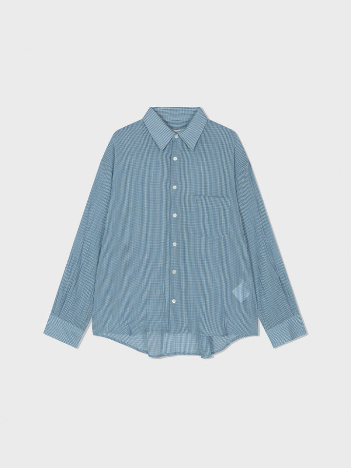 Low Classic Oversized Lc Pattern Shirt Blue Check