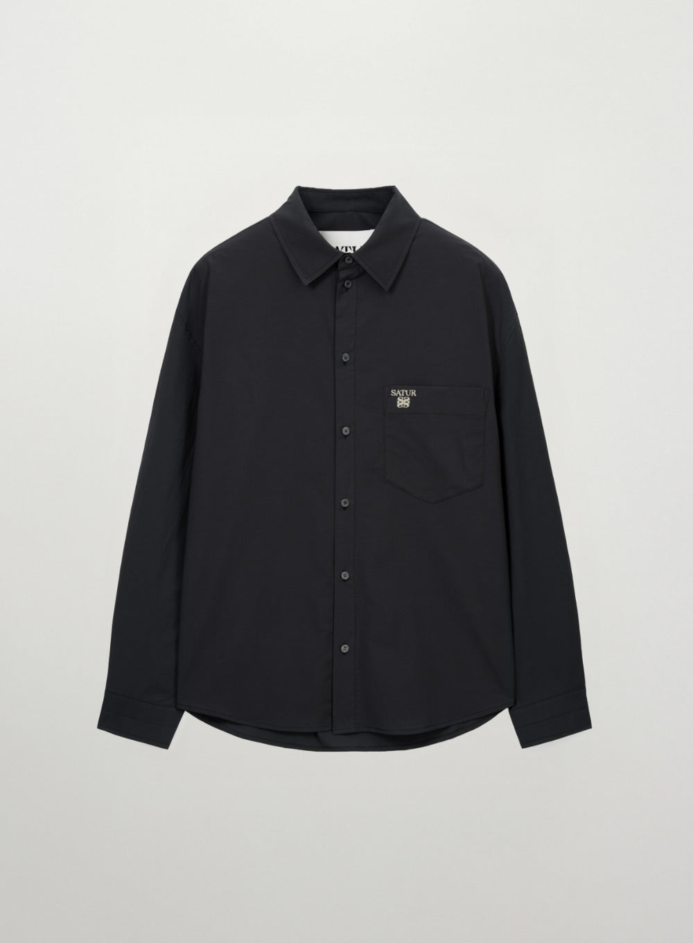 [SATUR] Seersucker Pocket Shirt - Black