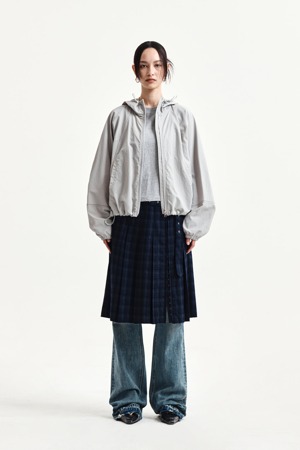 Matinkim Belted Slit Pleat Skirt IN Navy