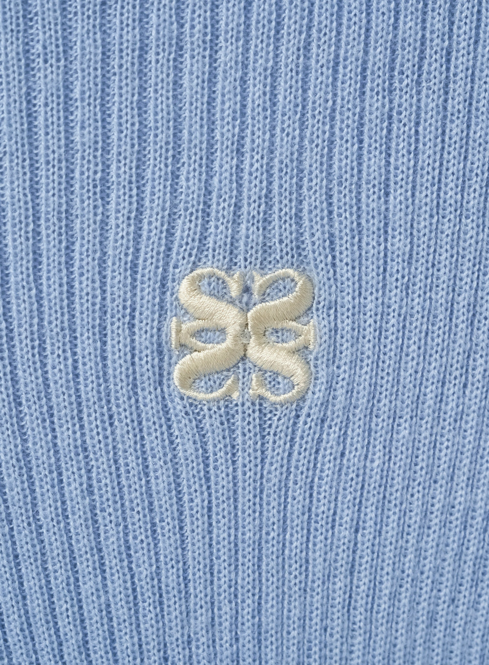 [satur] (W) Collar Button Long Sleeve Knit - Light Blue