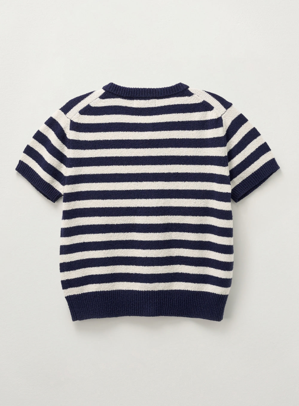 [satur] (W) Bon Voyage Stripe Half Knit Cardigan - Navy