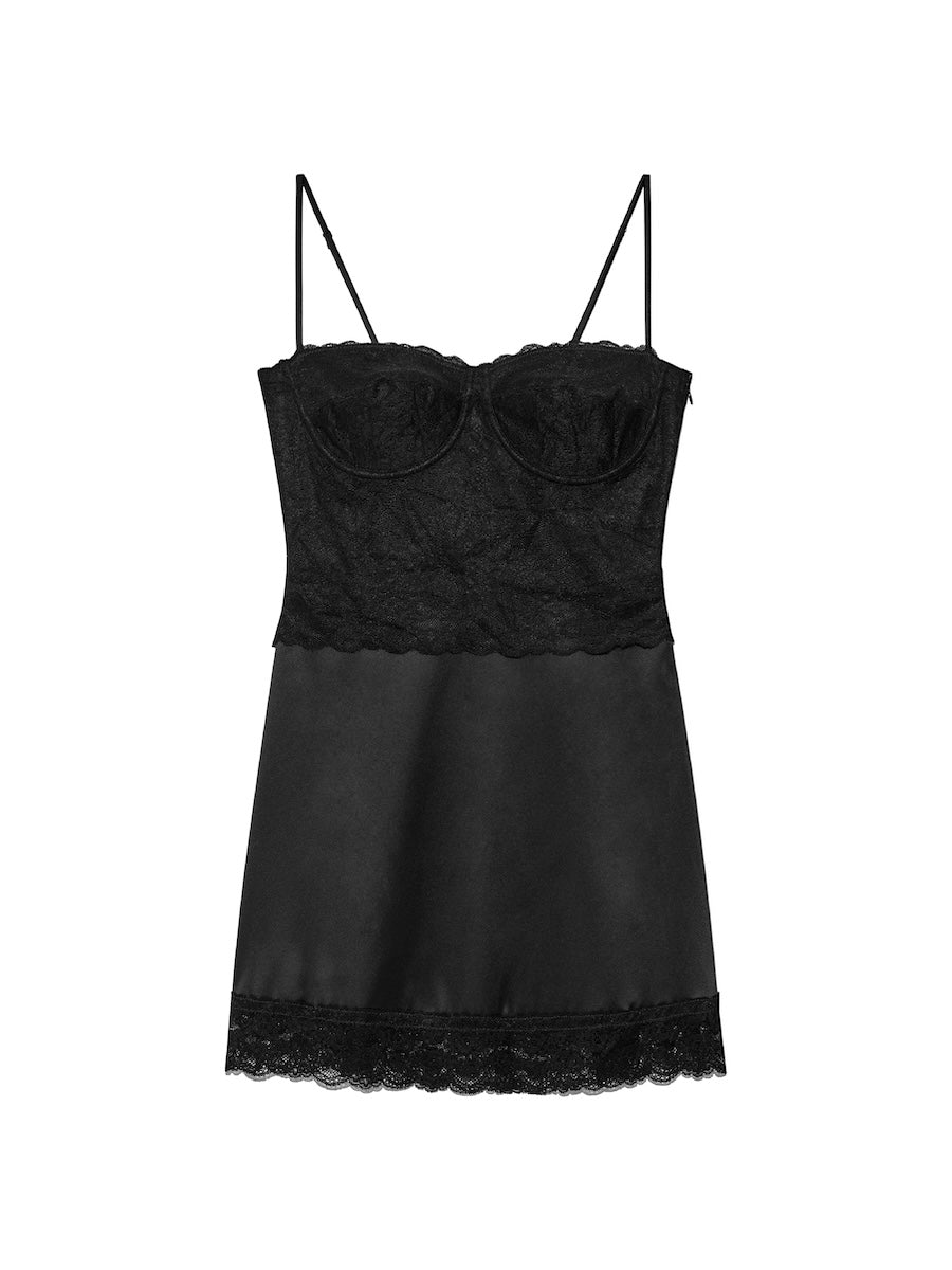 GLOWNY Angel Dream Slip Dress (Black)