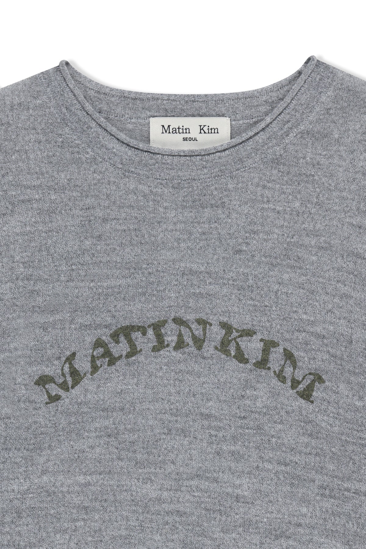 Matinkim Matin Sleeve Graphic Sheer Knit Pullover IN Grey