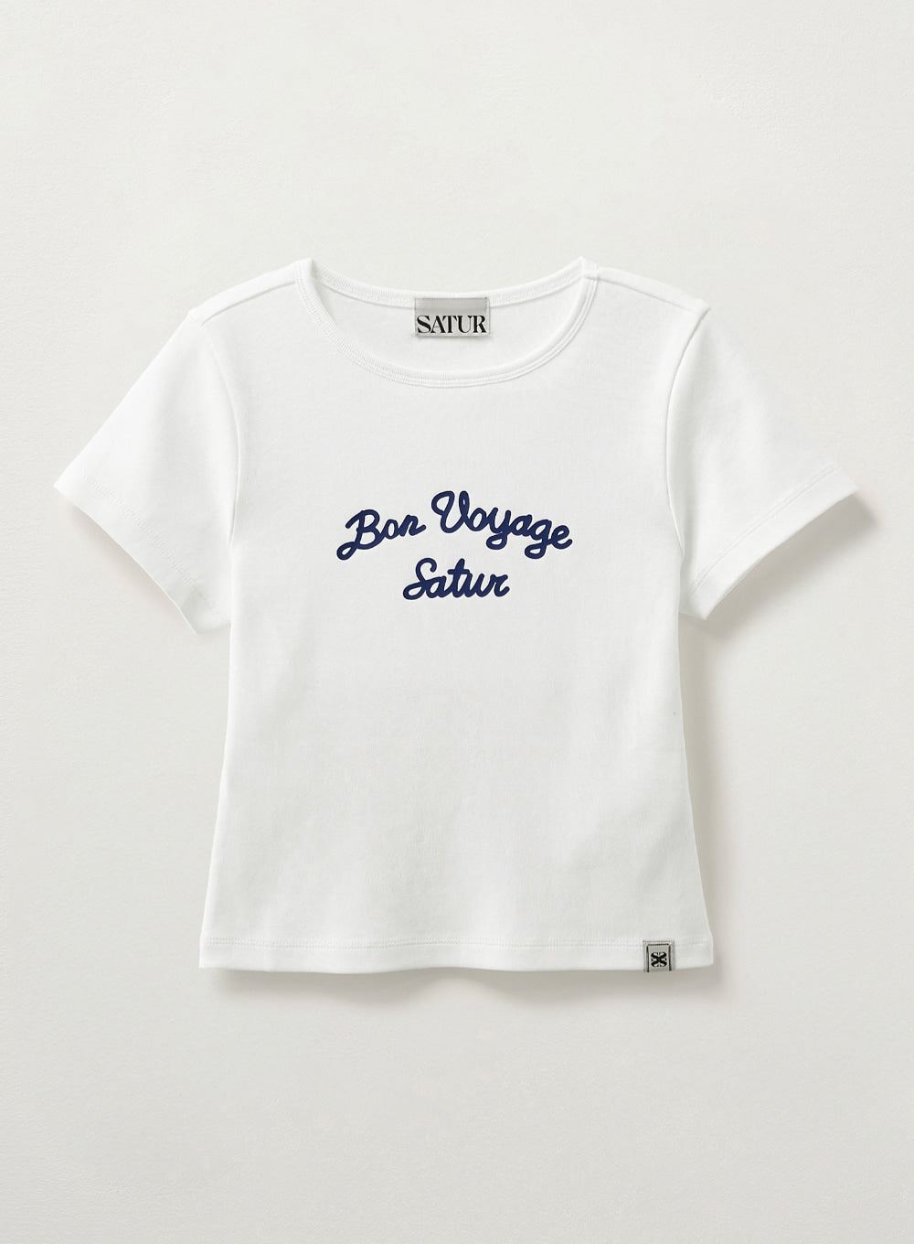 [satur] (W) Bon Voyage Slim Fit Crop T-Shirt - White