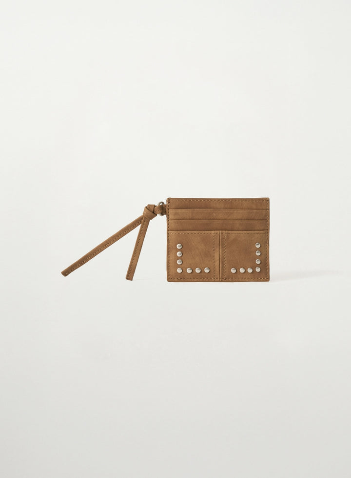 Satur Stud Card Wallet - Camel