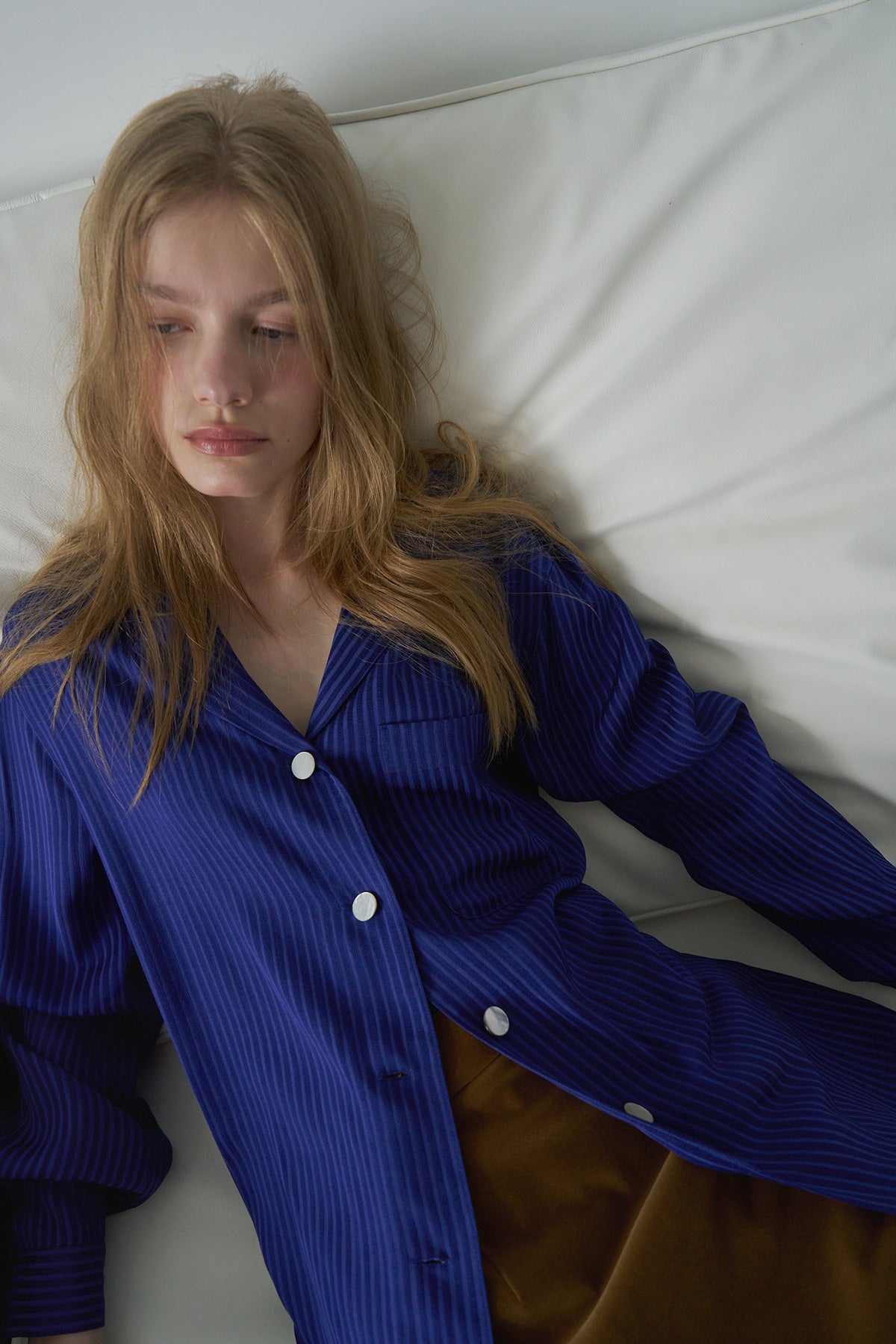 Overdueflair Smooth Tailored Silky Blouse Royal Blue