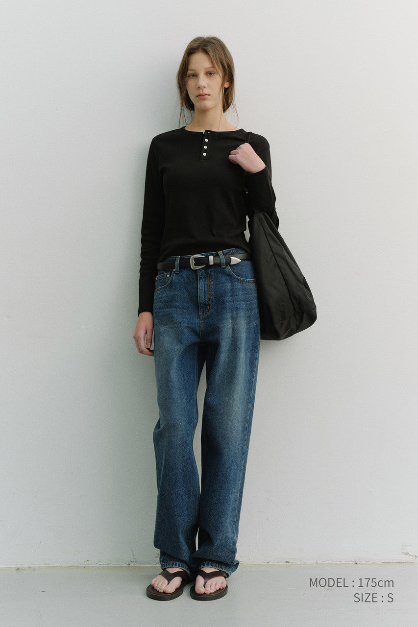 Dunst Unisex Henley-Neck T-Shirt Black