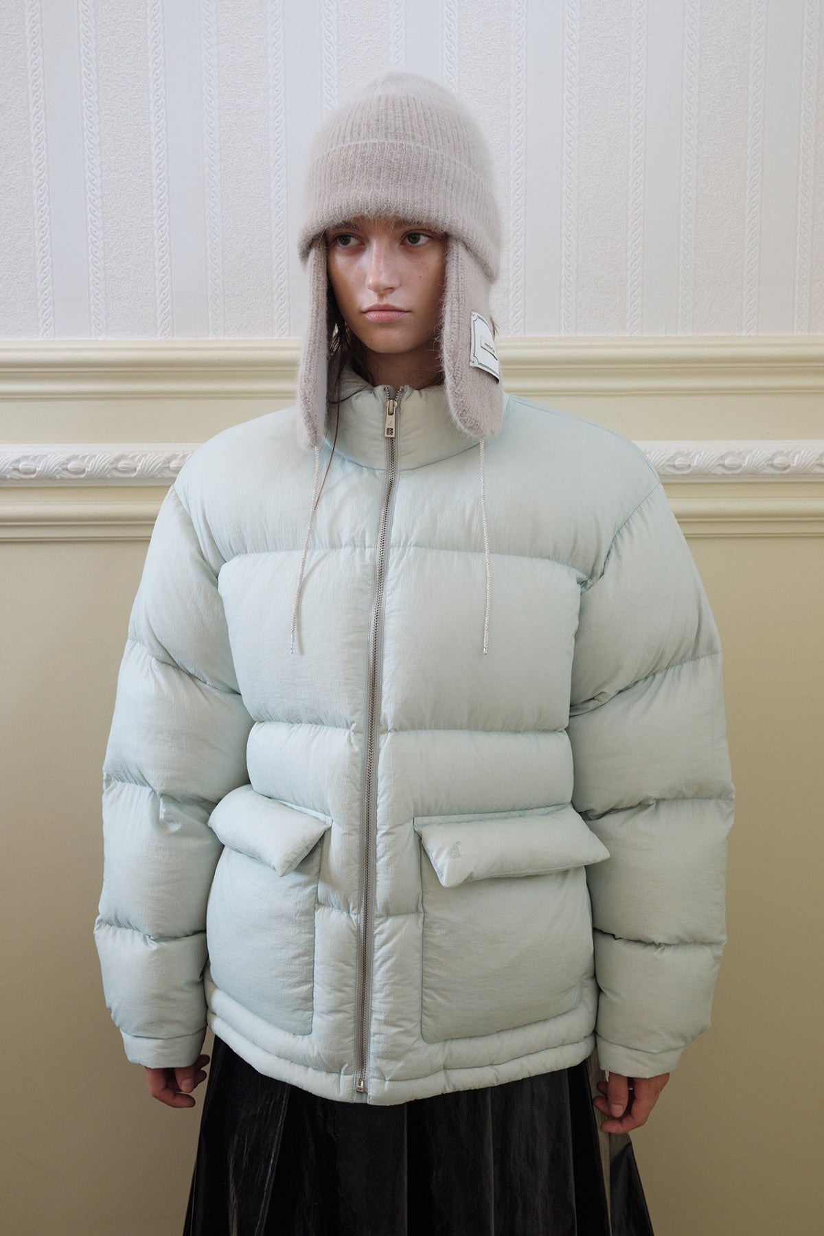 Overdueflair Sheer Quilted Down Jumper Light Blue