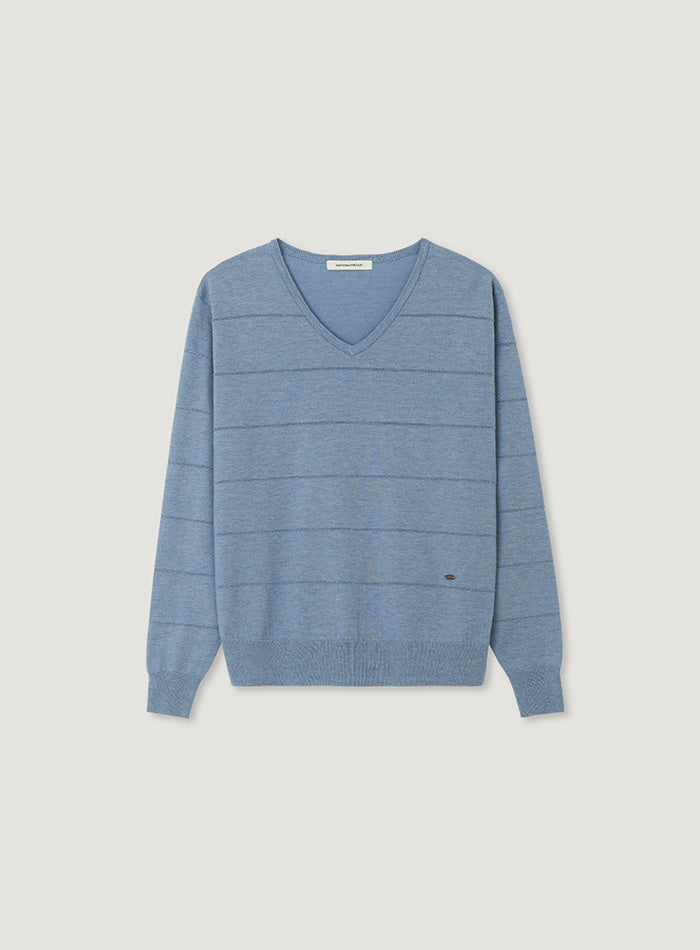 Mango Maniplease Liva V Neck Knit Blue