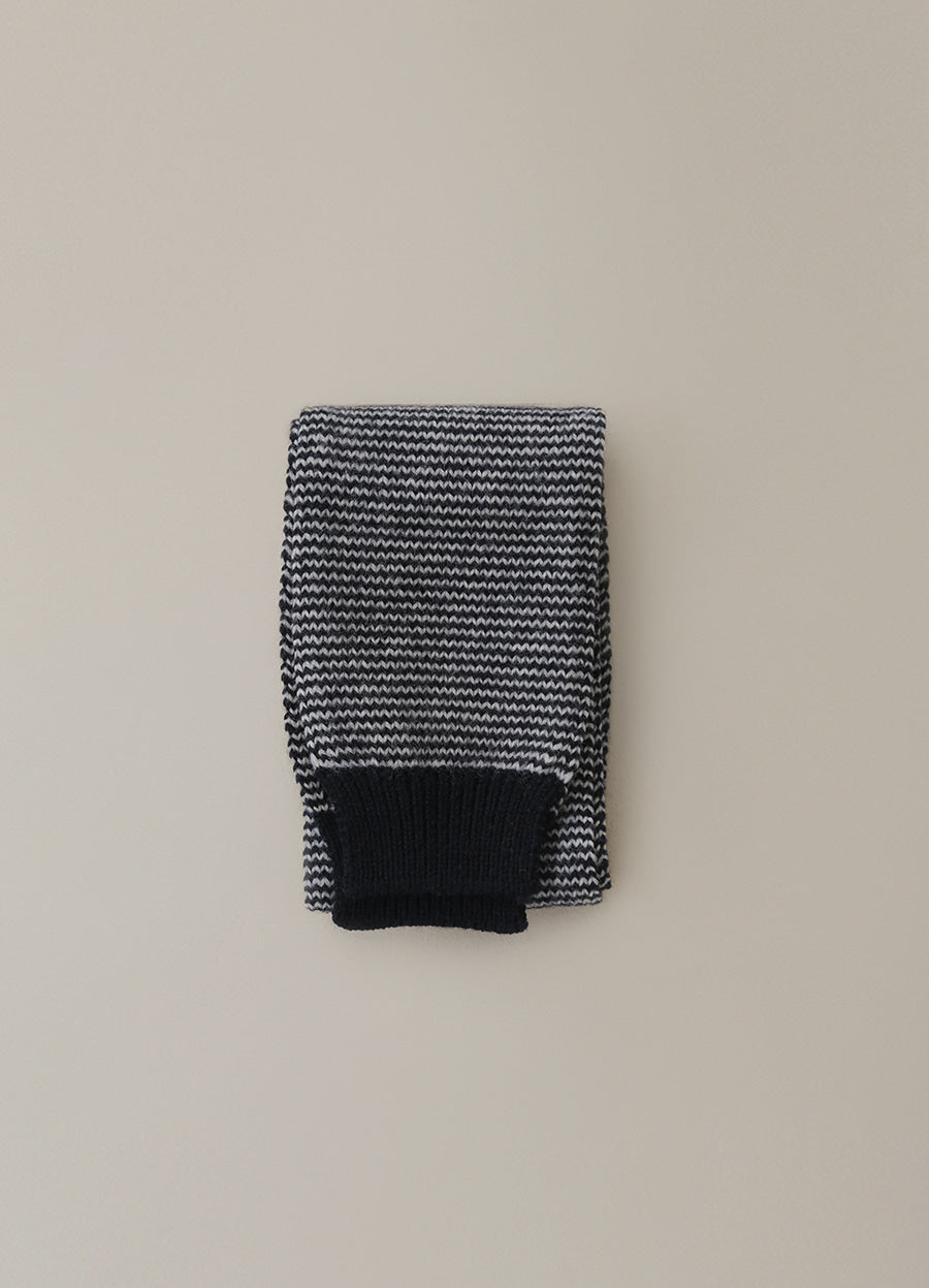 Nothing Written Caron stripe knit muffler (Dark navy)