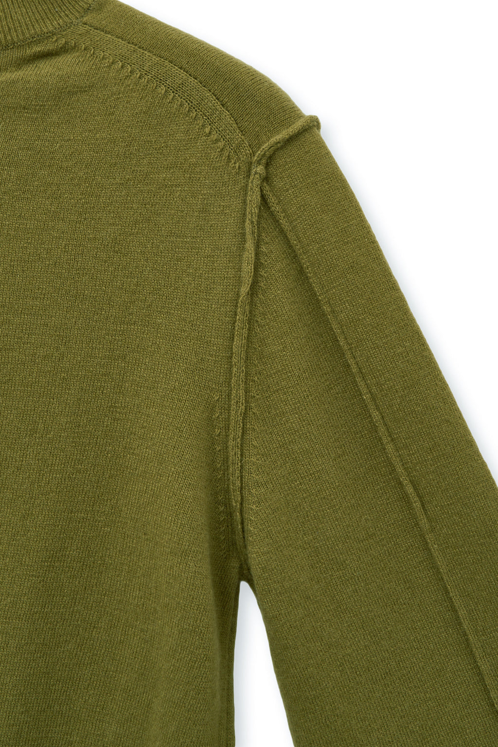 [matinkim] CASHMERE BLENDED ROUND KNIT PULLOVER IN OLIVE