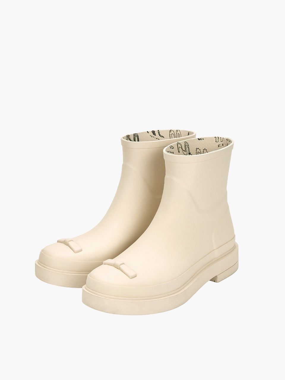 Margesherwood Ribbon Rubber Boots Short ivory
