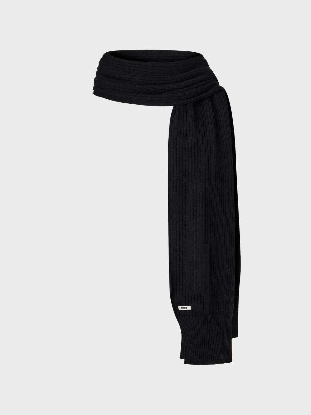 EENK Logo Label Ribbed Muffler - Black