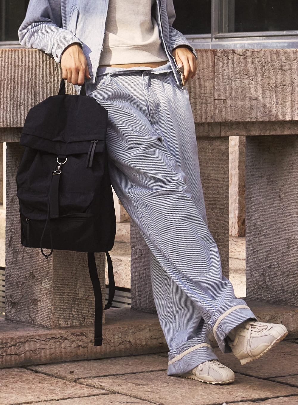 satur Nylon Washed Backpack - Black