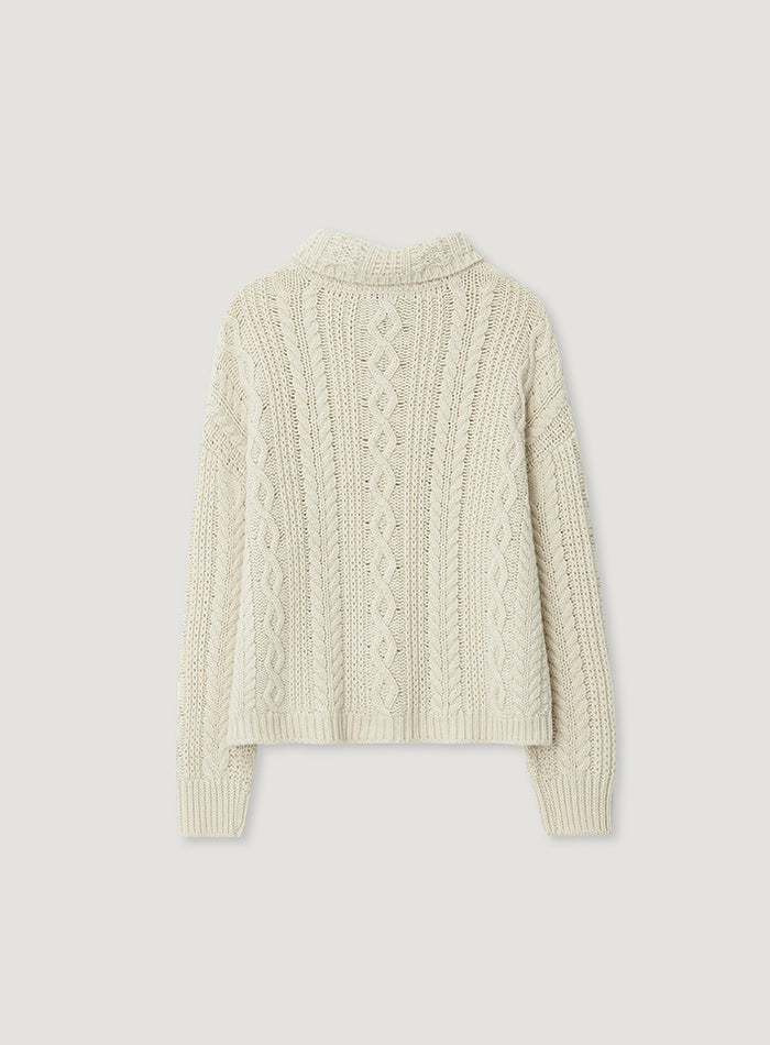 Mango Maniplease Toto Cable Cardigan Cream