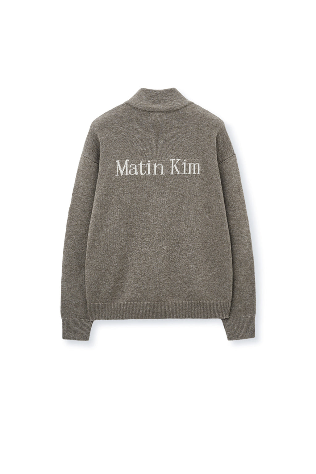 Matinkim Matin Kim Back Logo Half Knit Zip UP Pullover For Men IN Dark Beige