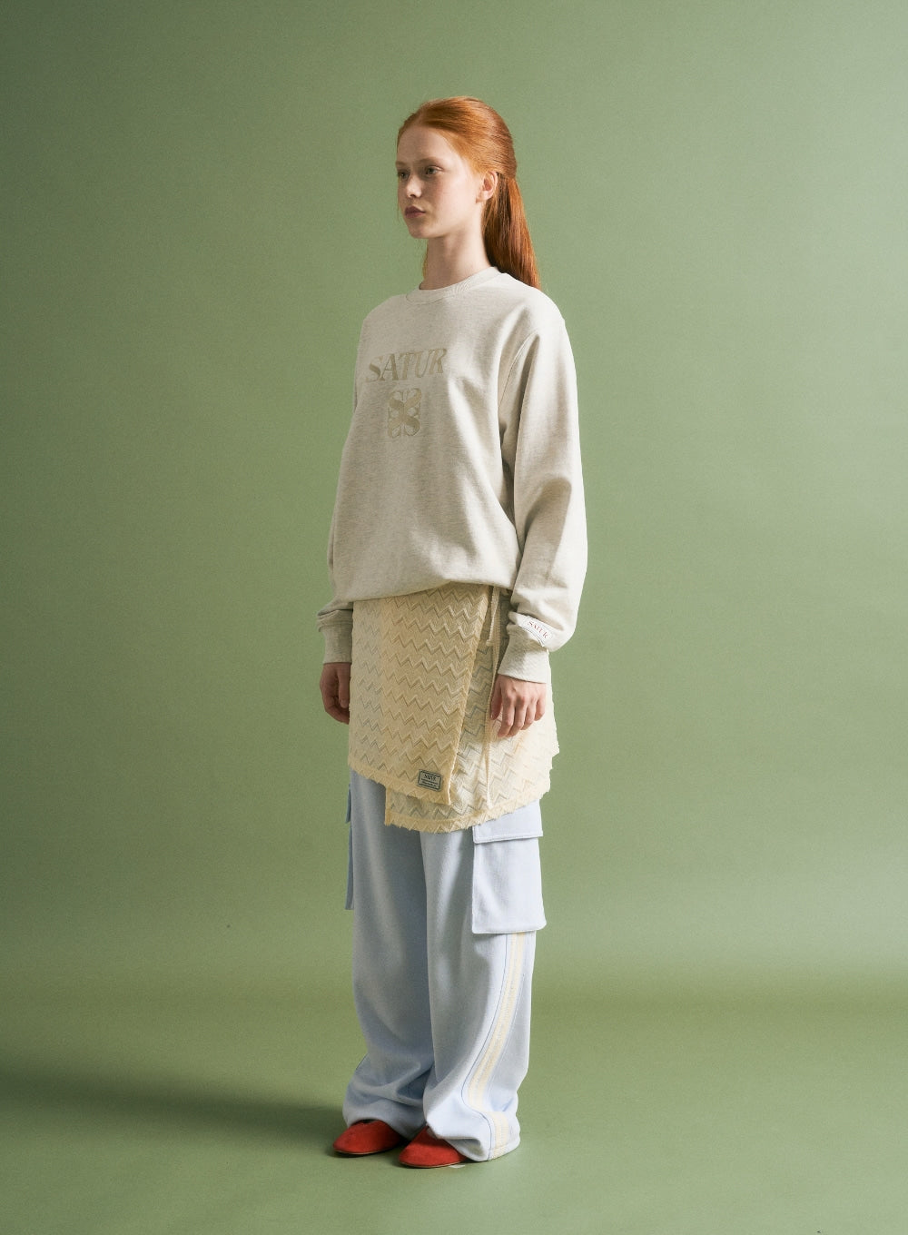 [satur] (W) Crochet Layered Skirt - Cream