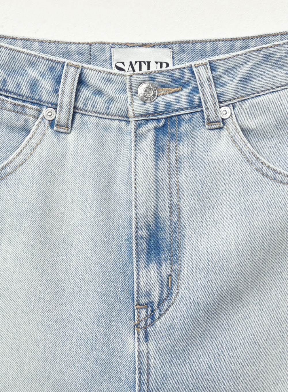 [satur] (W) Linen Relaxed Denim Pants - Light Blue